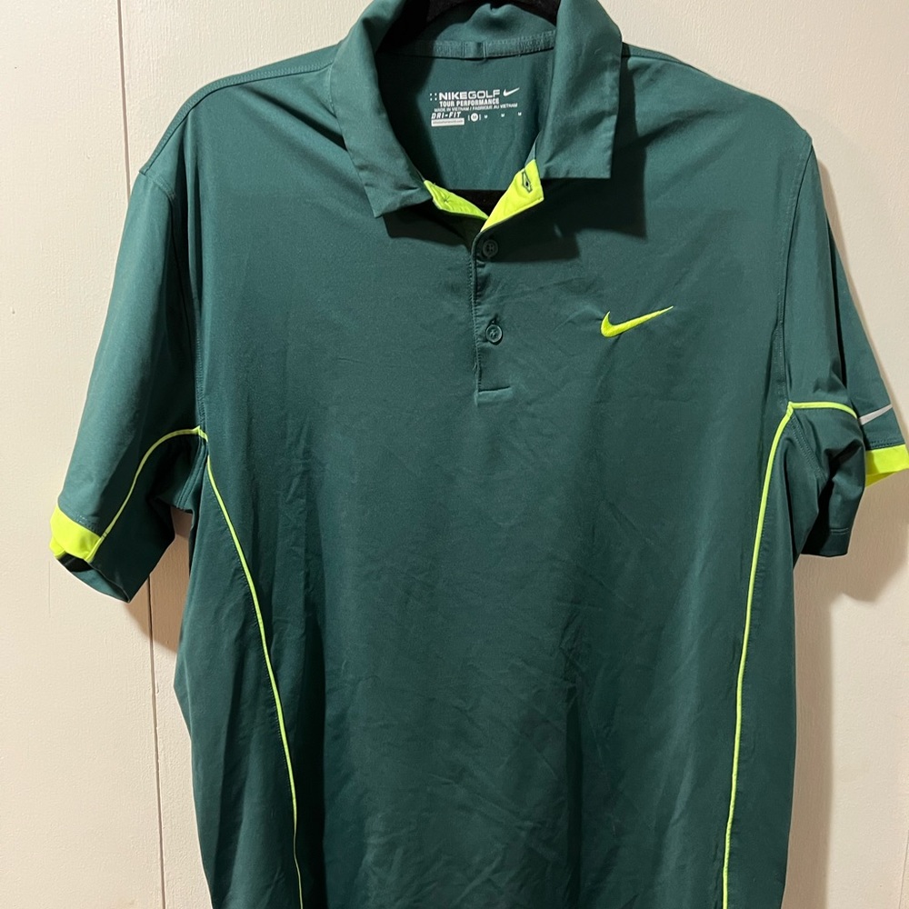 Nike performance golf polo shirt. Green with lime green.